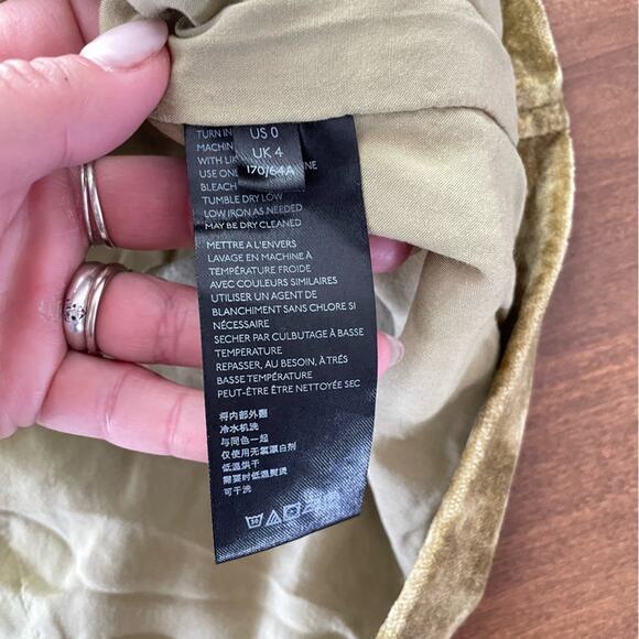 Free People Women's Dust To Dust Velvet Skirt Mustard Yellow Green Textured Mini - Picture 5 of 7